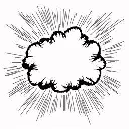 a cartoon explosion cloud in the sky with rays