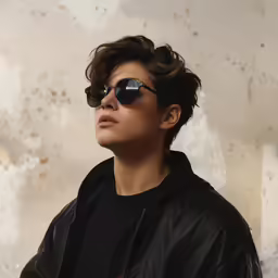 a man with sunglasses and a black shirt