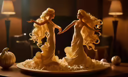 there are two figurines on the cake