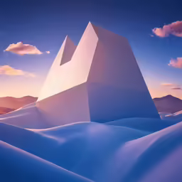 an animated computer rendering of a snow mountain