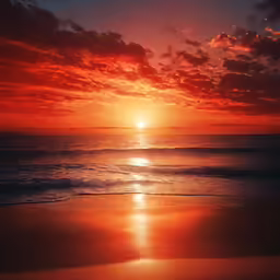 a red sky at sunset and some clouds