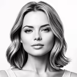 a woman with shoulder length hair and a white tank top