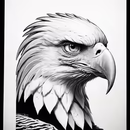 a drawing of an eagle in a black and white photo