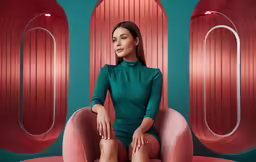 a woman sitting in an odd shaped chair