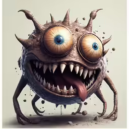 an evil looking monster with big teeth