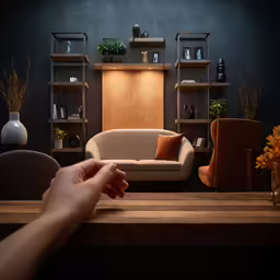 a person is holding their hand over a table