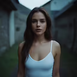 a woman in white shirt and glasses posing for camera