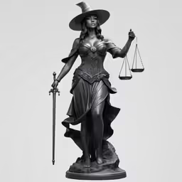 a statue with the scales and justice holding a sword