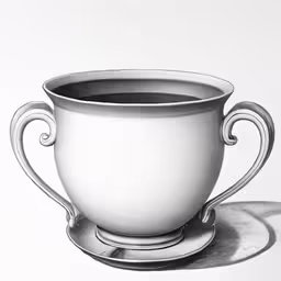 a drawing of a cup on a saucer