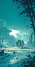 the sun shines in the sky and shines through the clouds