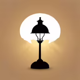 an elegant lamp post in the morning with a white moon behind it