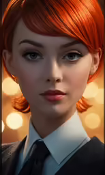 a female wearing a suit with light blurs