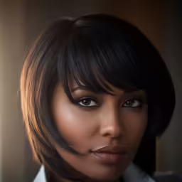 the face of a beautiful young woman with medium - hair
