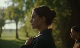 two women in a forest near one another