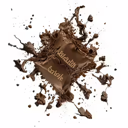 a box of chocolate with lots of chocolate spilled around