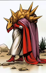 a man that is wearing a horned hat and scarf