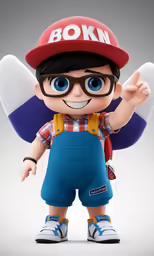 an action figure of a boy with wings and sunglasses