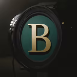 the letter b is painted green with gold