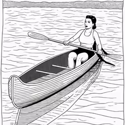 a woman riding in a canoe while wearing no shoes