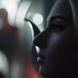 a beautiful blonde woman with a futuristic look