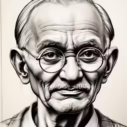 a drawing of albert sanders, whose is the founder and head of a group of people