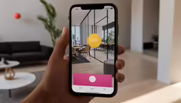 a person holds an iphone displaying a homepage