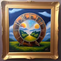 a picture with many colors and the time in the picture is eight o