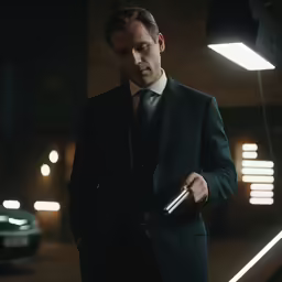 a man is dressed in black and holding a cigarette