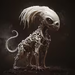 an animal skeletonized in skeleton paint and hair with a weird look