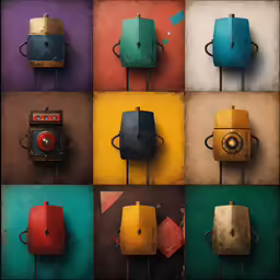 several different images of old and worn appliances