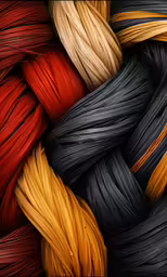 colored leather is piled together in the shape of a knot