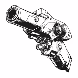 a drawing of a large gun with a flashlight attached