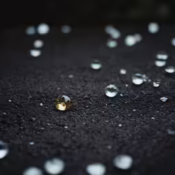 an umbrella with rain drops on it next to a cellphone