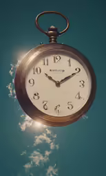 an old clock that says 11 35 is above the clouds