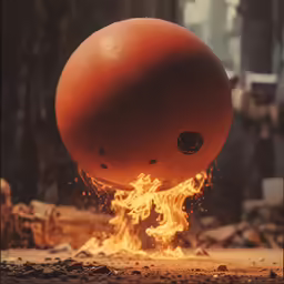 an egg that is burning and bouncing on fire