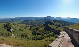 this is an overlook view of the mountains and fields
