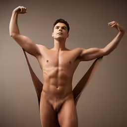 a man that is showing off his torso and no shirt