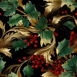 the pattern has a holly and leaves