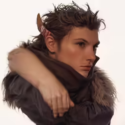 a man is wrapped around in some fur