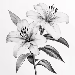 black and white drawing of flowers