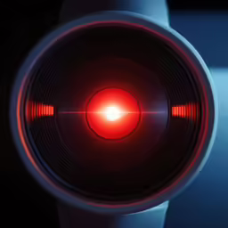 a red light coming from a speaker in the dark