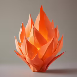 a small glass vase with an orange design