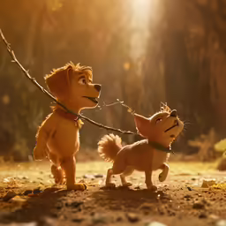 two small toy dogs connected to an electrical device