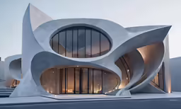a house of unusual shapes is featured in the modern