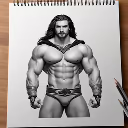 a drawing of the wrestler roman warrior, by matt williams