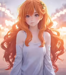 a young redhead girl with long curly hair