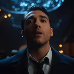 a close up of a person wearing a suit and tie