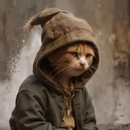 a small doll wearing a jacket and hat