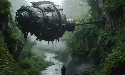 a futuristic looking building sits on top of some rocks