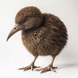 an adult bird with long legs standing in front of white backdrop